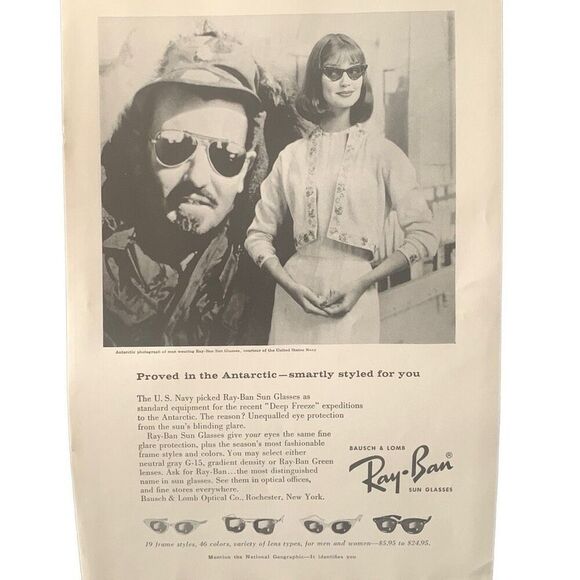 Vintage 1959 Ray Ban Proves in the Antarctic Ad Advertisement - Picture 3 of 4